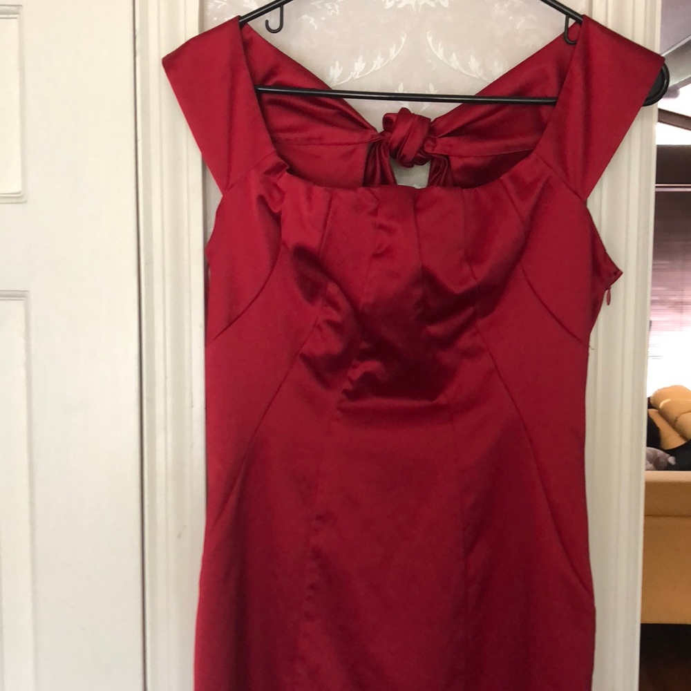 Red tea length dress